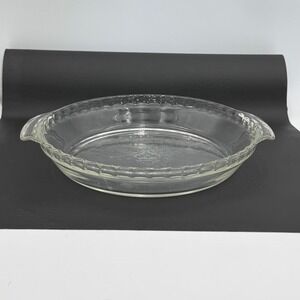 Anchor Hocking Fire King Vintage Clear Glass Scalloped 10 Inch Pie Dish Pan USA